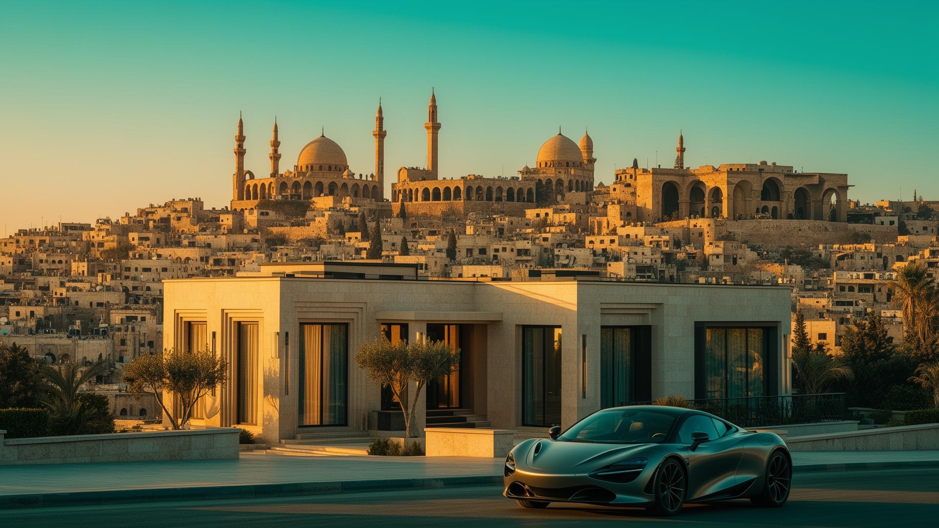 مدن سورية وفيلا وسيارة